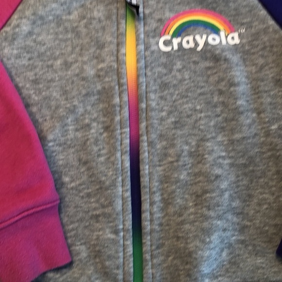 2 Piece Pink Gray Fleece Hoodie Zip Jacket  & Pants Set Crayola Little Girl's 4 - Picture 9 of 15